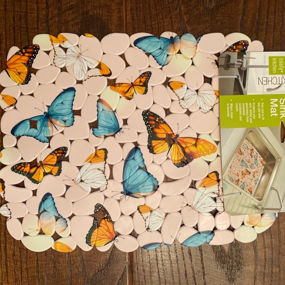 Butterfly Sink Mat, Butterfly Protective Pebble Decorative Sink Mat, Butterflies - Picture 7 of 14